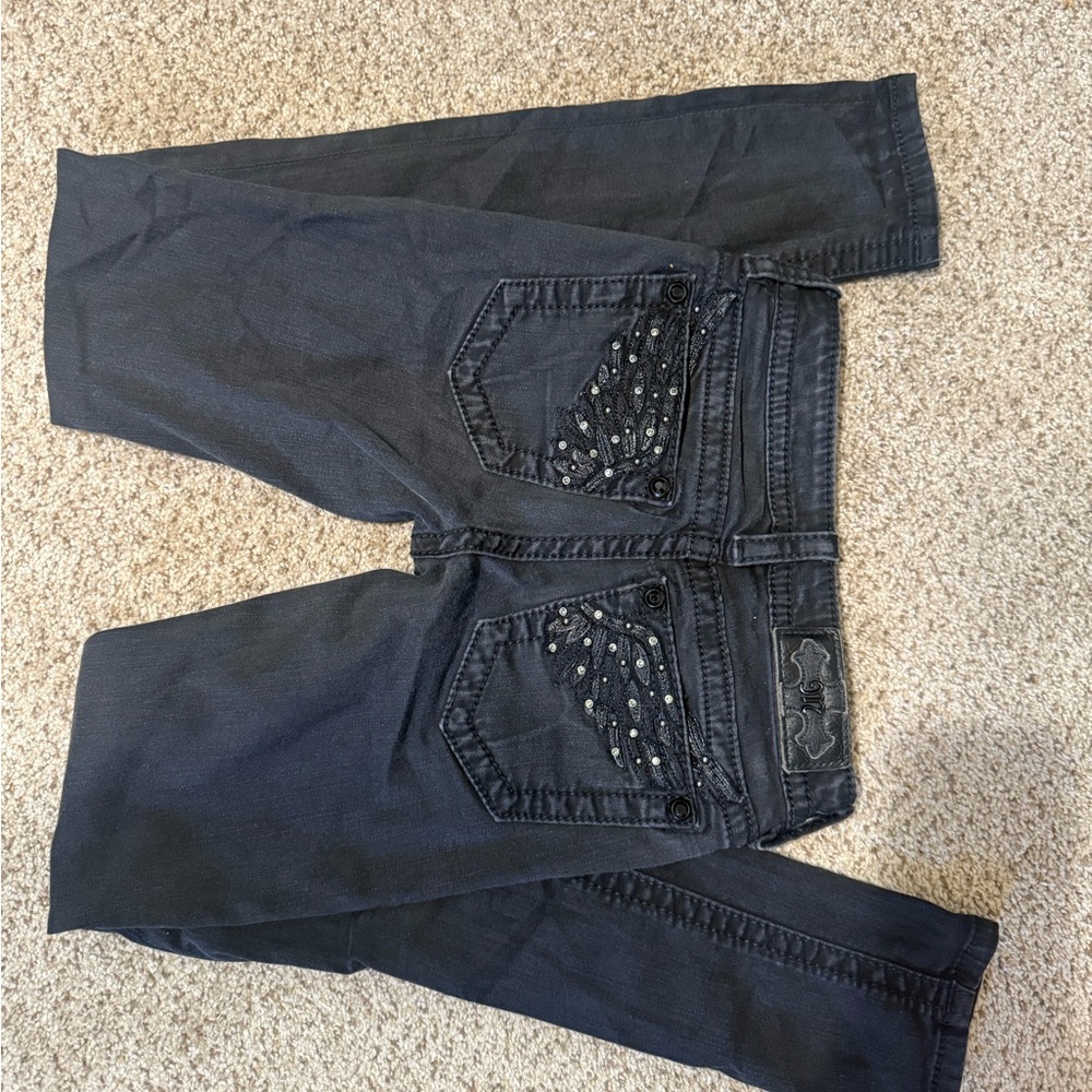 Miss Me Black Ankle Cropped Jeans with Embellished Design